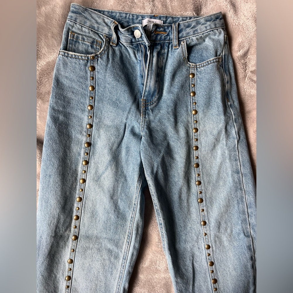 Denim Jeans with Studded Detail